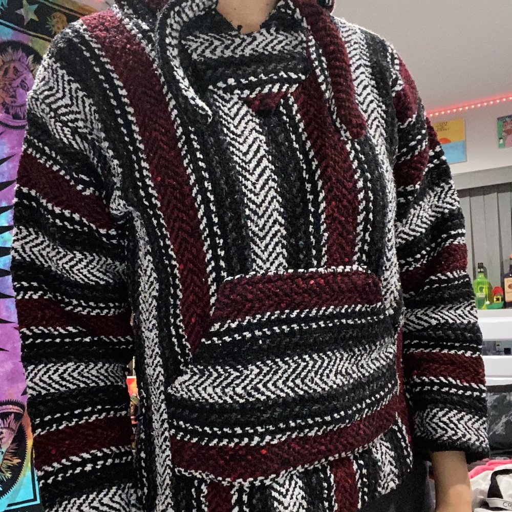 Red And Black Drug Rug / Baja Hoodie